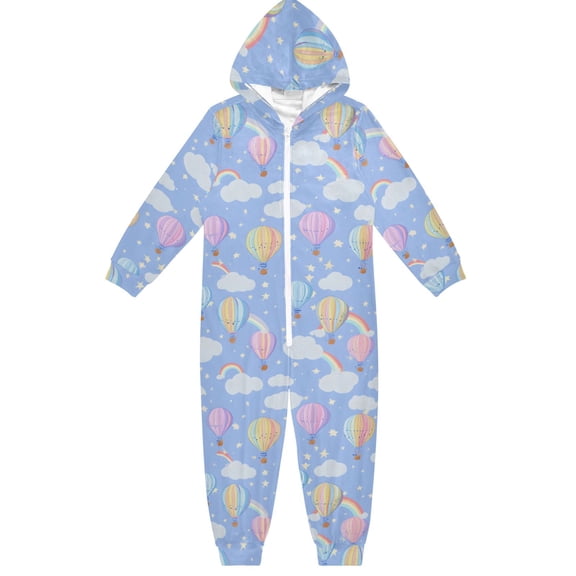 Pastel Rainbow Sky One Piece Pajamas Soft Jumpsuit Cozy Sleep and Play Romper Zipper and Pockets 13-14Y