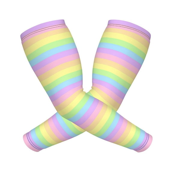 Pastel Rainbow Striped Arm Sleeves For Men And Women Compression Sun Protection Tattoo Cover Up Baseball Basketball Running
