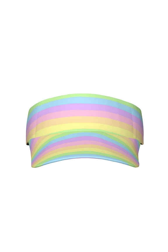 Pastel Rainbow Striped Sports Sun Visor Hats Adjustable Sun Visor Caps For Women And Men