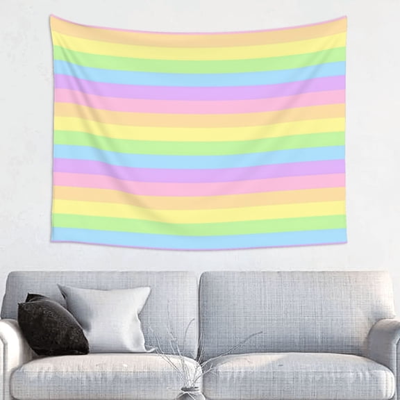Pastel Rainbow Stripedtapestry Aesthetic Tapestry Wall Hanging For Room Bedroom Dorm Room Decor 29x37 Inches