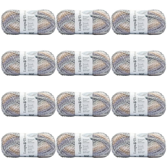Loops & Threads Pastel Rainbow Textured Twist Yarn - Bulky Weight Yarn for Knitting, Crochet, Weaving, Arts & Crafts, 12 Pack