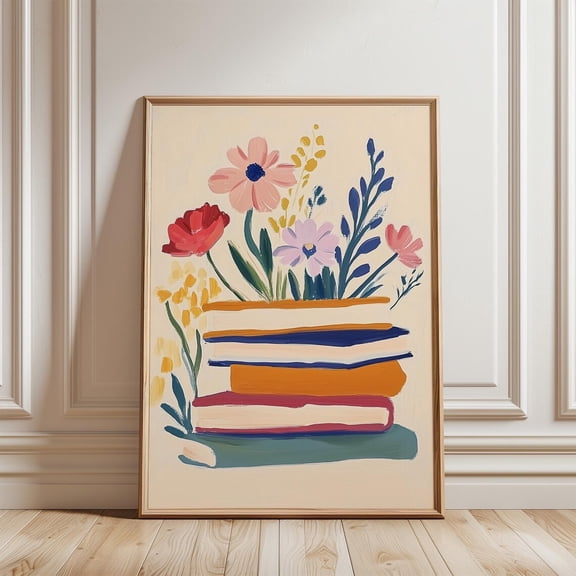 Pastel Reading Decor Girls Room Bookworm Wall Art Study Room, Unframed Paper Poster 8x10in