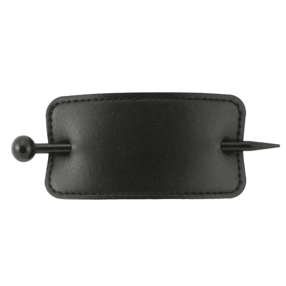 Pastel Rectangular Leather Stitched With Wooden Hair Stick - Black