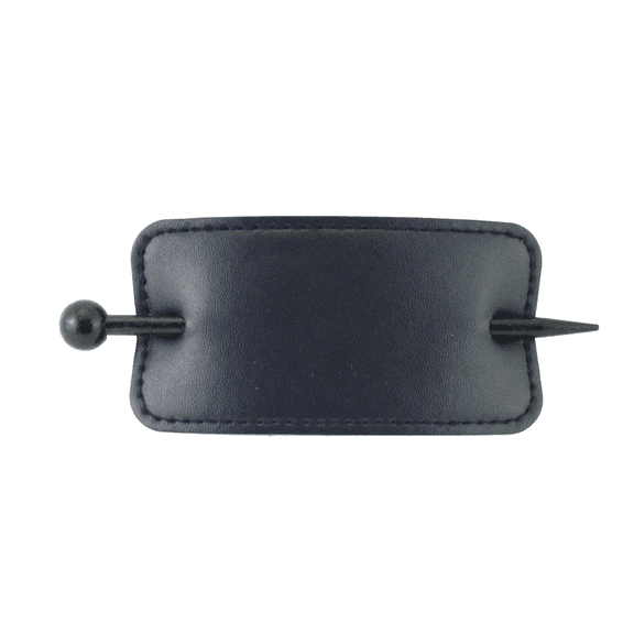 Pastel Rectangular Leather Stitched With Wooden Hair Stick - Navy Blue