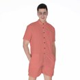 thumbnail image 1 of Pastel Red And Grey Tattersall Short Sleeve Men'S Rompers Casual Summer Jumpsuits Outfit, 1 of 4