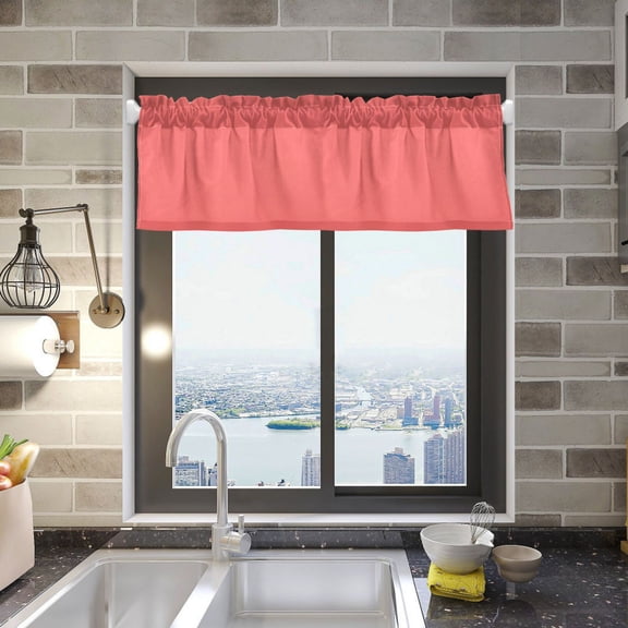 Pastel Red Valance Curtains Rod Pocket for Kitchen Living Room Windows Farmhouse Decor 54x18