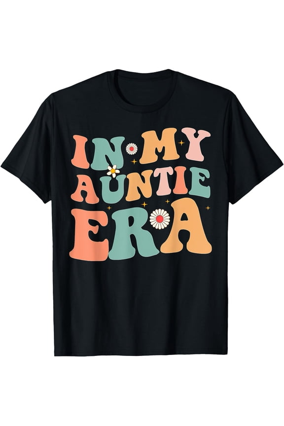 Pastel Retro "In My Auntie Era" Announcement T-Shirt for Aunt Mother's Day Gift
