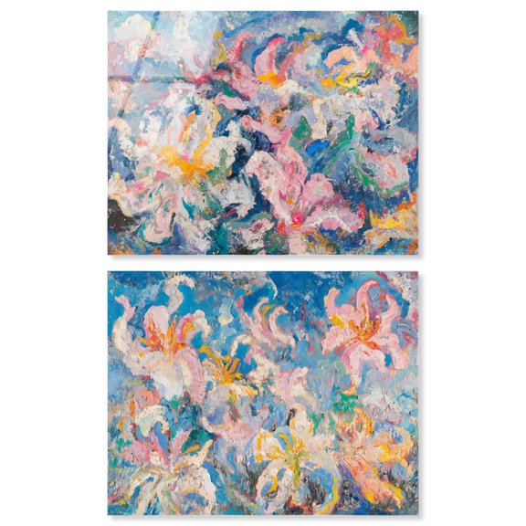 Pastel Riot: Modern Boho Vibes Set Acrylic Floral Abstracts by Art Remedy, Ready to Hang, 24 x 20