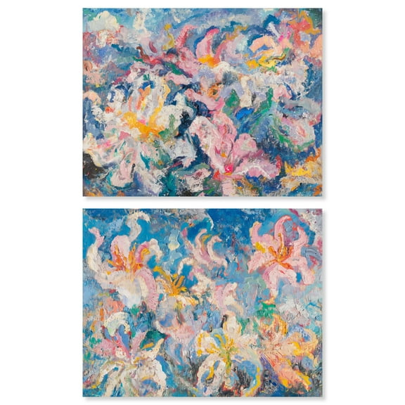 Pastel Riot: Modern Boho Vibes Set Canvas Floral Abstracts by Art Remedy, Gallery Wrapped, 20 x 16