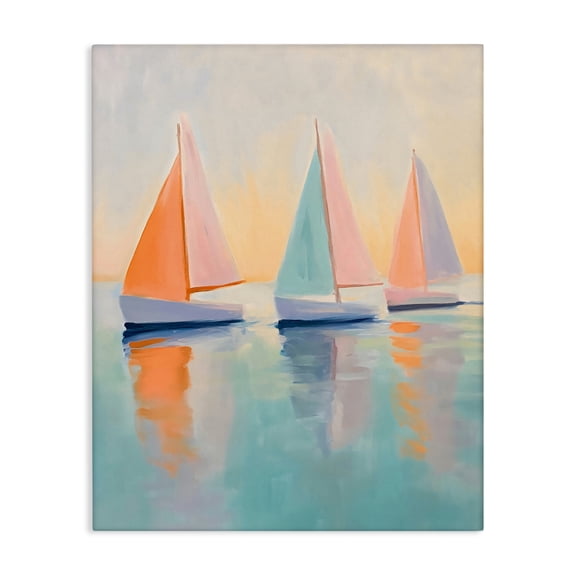 Stupell Industries Pastel Sailboat Trio Canvas Wall Art, design by LSR Design Studio, 40 x 30