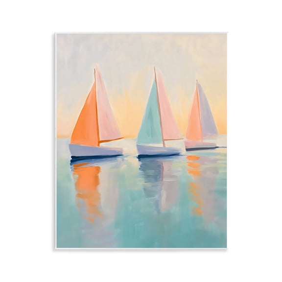 Stupell Industries Pastel Sailboat Trio Wall Plaque Art, design by LSR Design Studio, 14 x 11