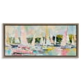 thumbnail image 1 of Stupell Industries Pastel Sails with Modern Paint Drip Brown Framed Floater Canvas Wall Art, design by Creative Studio, 14 x 31, 1 of 9