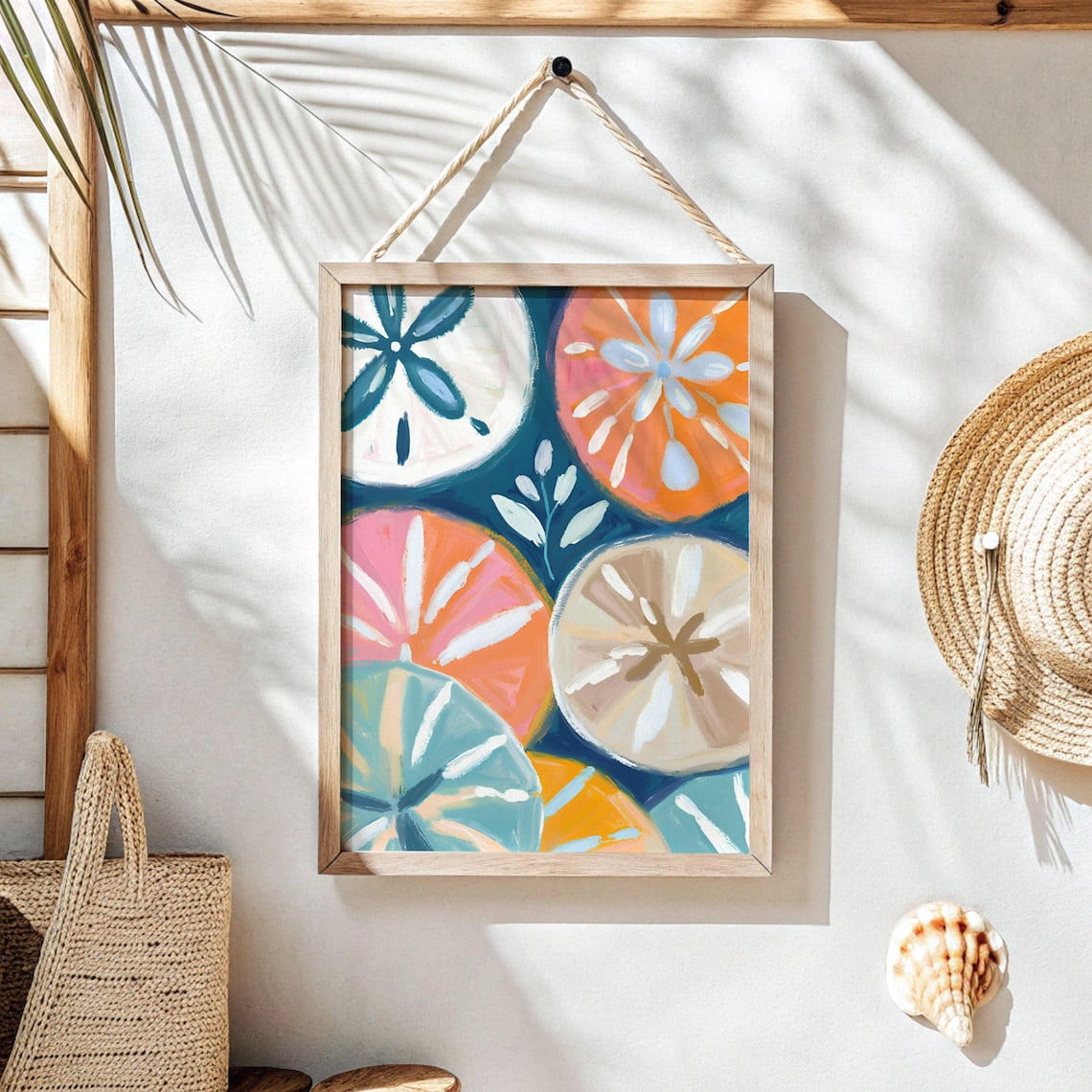 Sand Soft Fall Pastel Sand Dollar Wall Art Print, Minimalist Coastal Beach And Soft ...