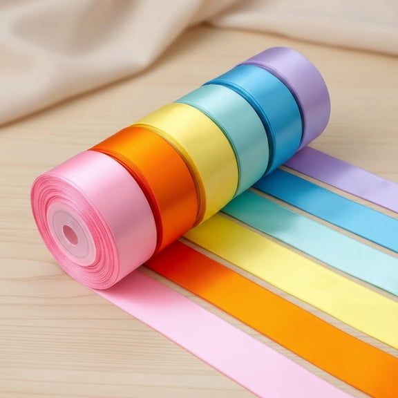 Pastel Satin Ribbon Assorted Solid Colors Double Faced Rainbow Silk Satin Ribbons for Crafts, Easter, Birthday, Wedding, Gift Wrapping, Flower Bouquets, Hair Bows