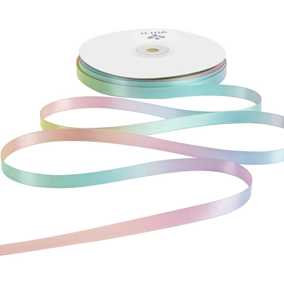 Pastel Satin Ribbon Pastel Rainbow Ribbon Pastel Color Craft Ribbons 3/8 inch Gift Ribbons for Gift Wrapping Wedding Pride Party Birthday Party Decoration Hair Bow - 50 Yards