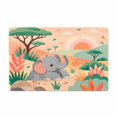 Colourful Rectangle Rug Pastel Savannah Elephant Calf Rectangle Rug for Reading Nook All Season ...