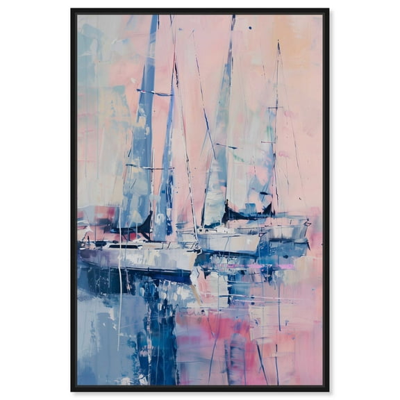 Pastel Sea Breeze Sailing Wall Art Canvas Wall Art by Art Remedy, Black Floater Frame, 11" x 16"