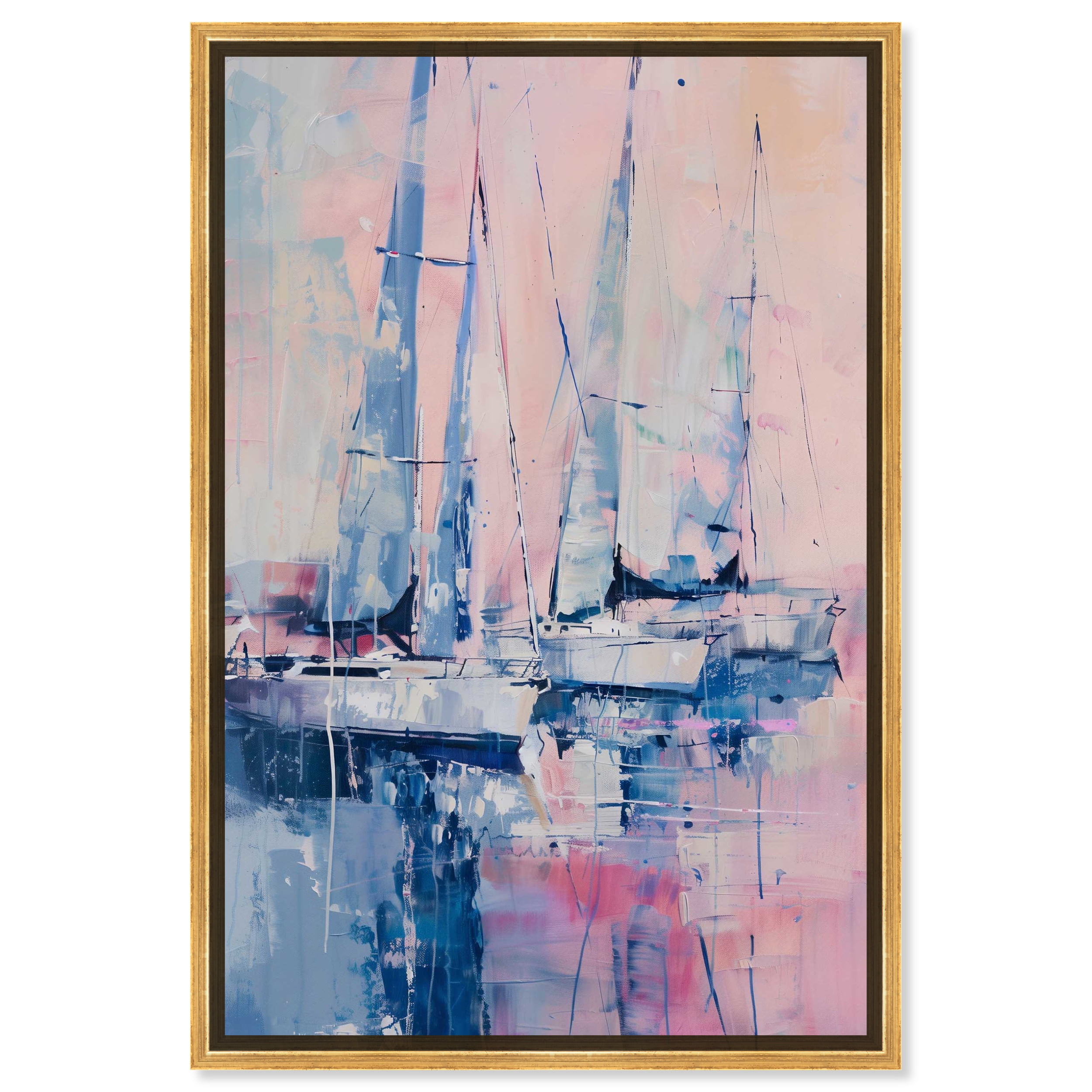 Pastel Sea Breeze Gold Framed Canvas Wall Art, 16.5" x 11.5"