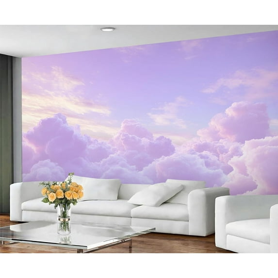 Pastel Sea Of Clouds Wall Mural - Pastel Clouds Murals, Fantasy Sky Large Wall Murals For Living Room, Cloud Mural For Nursery 55"W x 28"H (Not Peel and Stick)