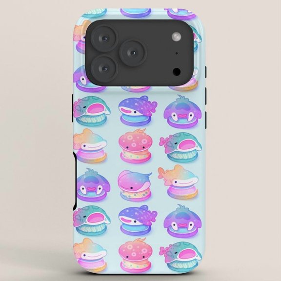 Pastel Sea Creatures and Macarons Tough Case for Apple iPhone, Polycarbonate and TPU