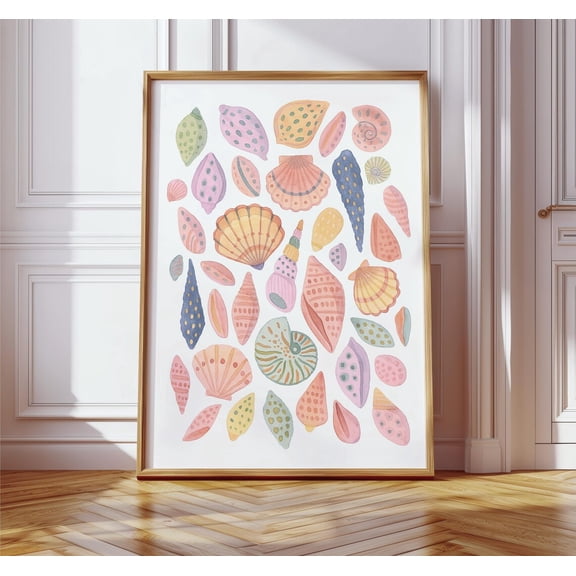 Pastel Sea Shell Poster, Unframed Paper Poster 8x10in