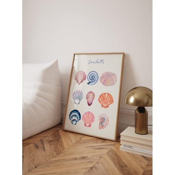 Pastel Seashells Wall Art Print, Coastal Beach House Decor