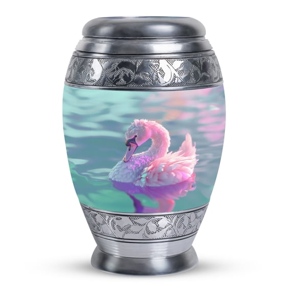 Pastel Serenity Waterfowl Scene Pastel Serenity Waterfowl Scene Swan - Keepksake Urns For Human - Classic Mini Urn For Human Ashes - Small Elegant Memorial Urn For Adults 3 Inch, 1 Pc