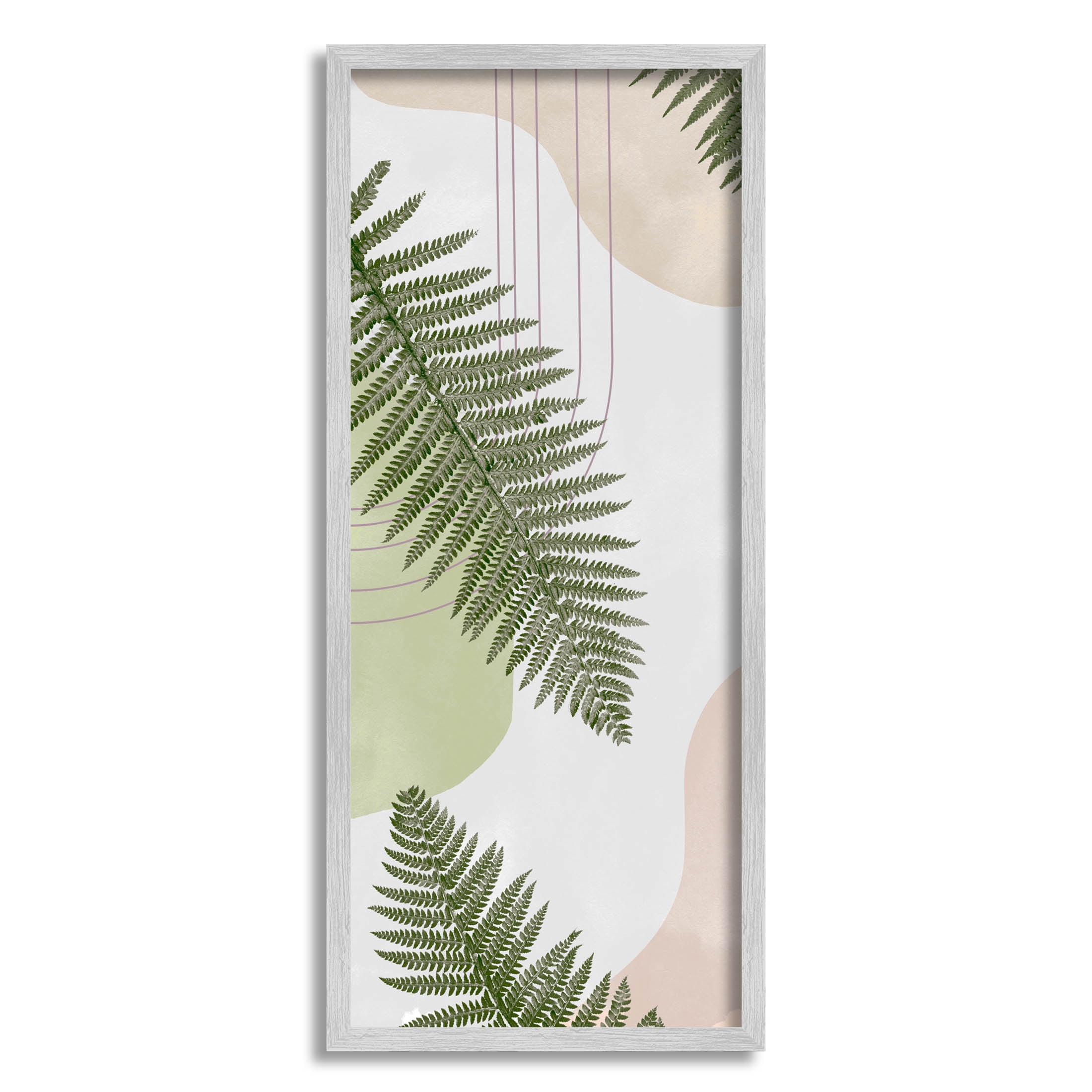 Pastel Shapes Fern Sprouts Botanical & Floral Graphic Art Gray Framed Art Print Wall Art