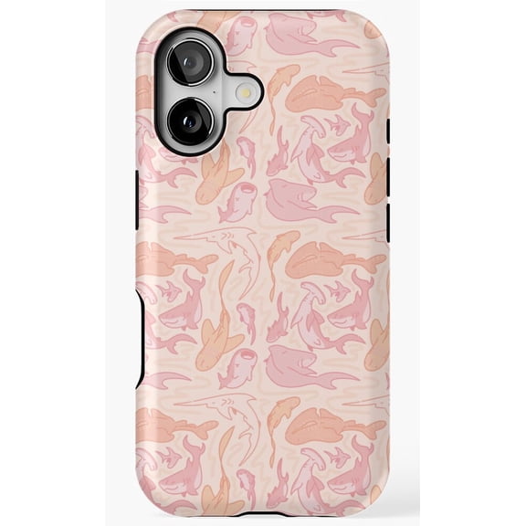 Pastel Shark Fish Pattern Phone Case for iPhone 11 12 13 14 15 16 17 Pro Max