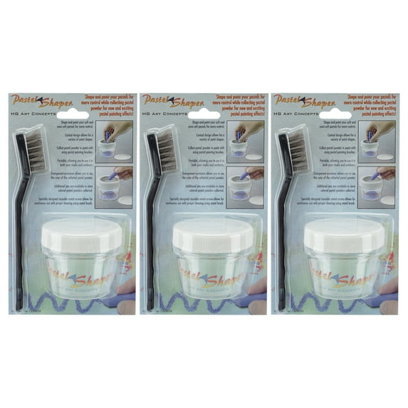 Pastel Sharpener & Shaper With Storage Jar Shapes Soft Pastels To A Point Or Shape - Complete Set With Wire Brush, Mesh Funnel & Storage Jars - 3 Pack