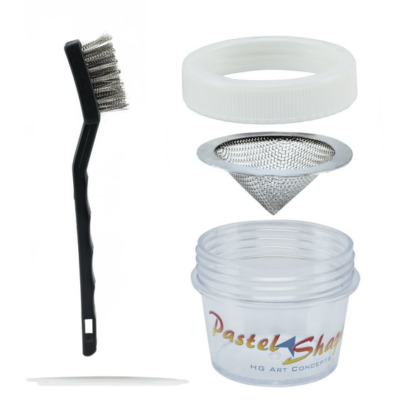 Pastel Sharpener & Shaper With Storage Jar Shapes Soft Pastels To A Point Or Shape - Complete Set With Wire Brush, Mesh Funnel & Storage Jars