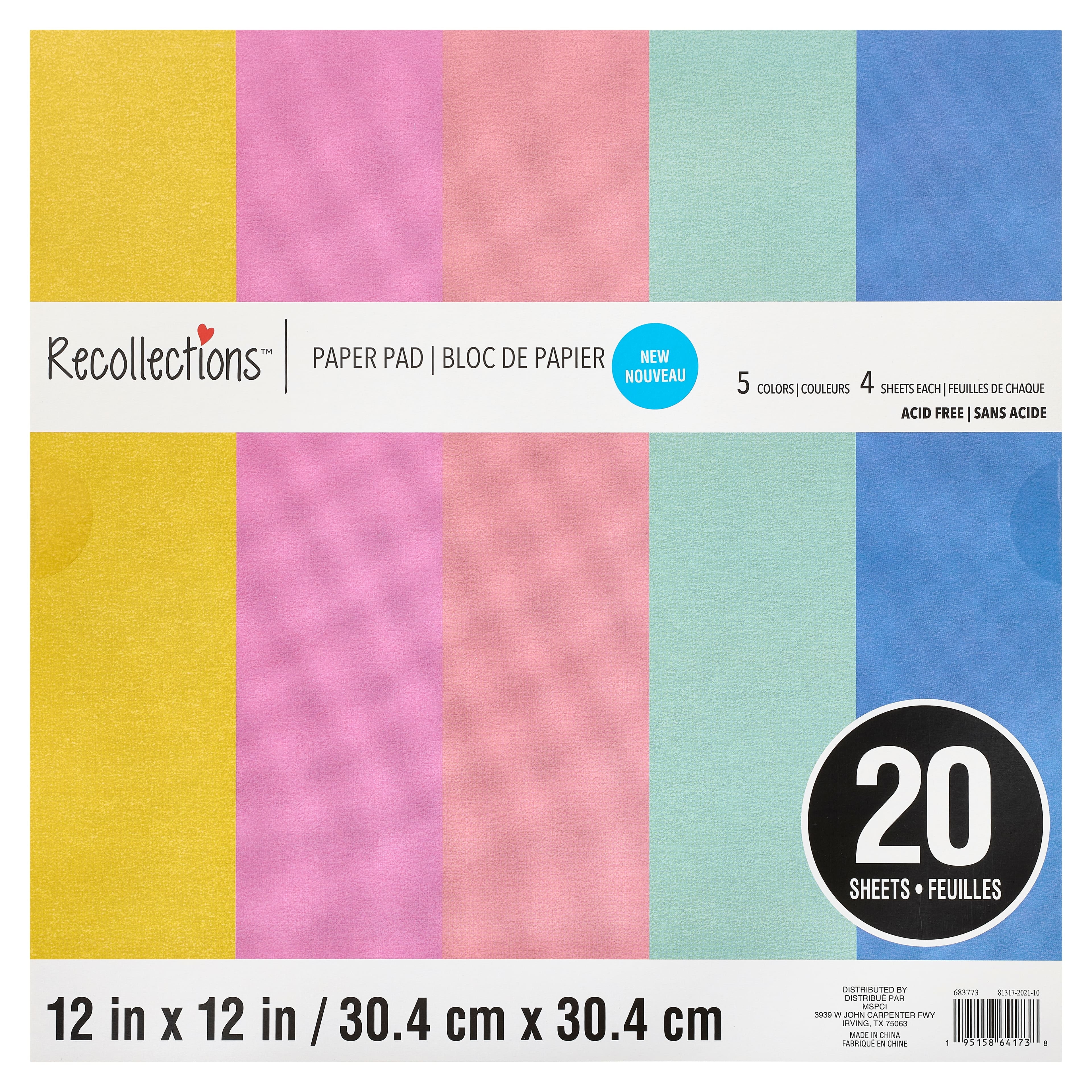 Pastel Shimmer Paper Pad by Recollections - 12" x 12"