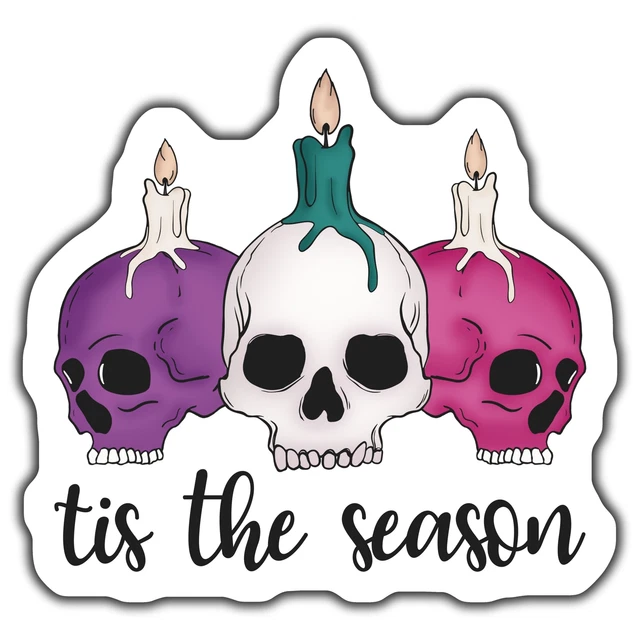 Tis The Season To Be Spooky Ghost Sticker Decal – 4.5x5.5 Inch White Vinyl For Car, Laptop, Notebook, Outdoor Use