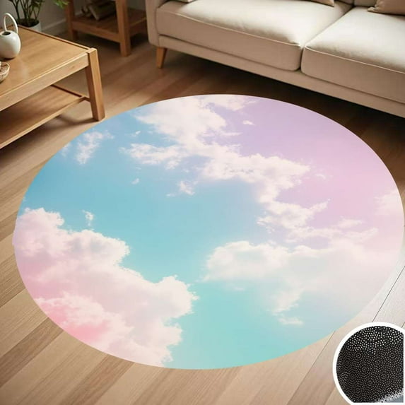 Pastel Sky Clouds Art Round Carpet Living Room Bedroom Home Decoration Coffee Table Mat Lounge Rug Chair Mats
