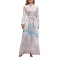 thumbnail image 1 of Pastel Sky Clouds Art Women's Long Dress Long Sleeves Dress Vintage Dresses Party Maxi Dress High Waist Dress, 1 of 4