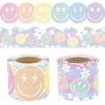 thumbnail image 1 of Pastel Smile Face Bulletin Board Borders, 72Ft Colorful Retro Die Cut Rolled Trim Borders for Back to School Classroom Door Wall Decor, Teacher Classroom Must Haves, 2 Rolls, 1 of 7