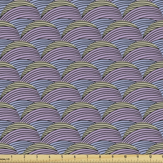 Ambesonne Abstract Fabric by the Yard Upholstery, Creative Nested Rounds, 1 Yard, Cocoa and Violet