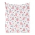 thumbnail image 1 of Pastel Soft Flannel Fleece Blanket, Childish Theme Cats Hearts and Flowers with Dots and Soft Pattern Print, Cozy Plush for Indoor and Outdoor Use, 50" x 60", Pastel Pink and Blush, by Ambesonne, 1 of 6