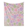 thumbnail image 1 of Pastel Soft Flannel Fleece Blanket, Soft Large Small Geometric Circle Oval Polka Dots Retro Style Feminine, Cozy Plush for Indoor and Outdoor Use, 60" x 80", Rose Pale Pink and Green, by Ambesonne, 1 of 5