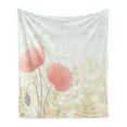 thumbnail image 1 of Pastel Soft Flannel Fleece Blanket, Wild Poppy Blooms with Herbs Twigs Leaves Grass Growth Nature Rural Morning Scenery, Cozy Plush for Indoor and Outdoor Use, 50" x 70", Multicolor, by Ambesonne, 1 of 5