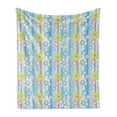 thumbnail image 1 of Pastel Soft Flannel Fleece Throw Blanket, Abstract Spring Season Themed Graphic Daisies on Vertical Stripes Soft Modern, Cozy Plush for Indoor and Outdoor Use, 60" x 80", Multicolor, by Ambesonne, 1 of 6