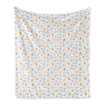 thumbnail image 1 of Pastel Soft Flannel Fleece Throw Blanket, Baby Bunnies Flowers and Hearts Friendly Kids Cartoon Characters, Cozy Plush for Indoor and Outdoor Use, 60" x 80", Marigold Pale Blue Coral, by Ambesonne, 1 of 5