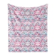 thumbnail image 1 of Pastel Soft Flannel Fleece Throw Blanket, Ikat Style Abstract Geometric Aztec Inspired Artwork, Cozy Plush for Indoor and Outdoor Use, 50" x 60", Pink Pale Blue Purple, by Ambesonne, 1 of 5