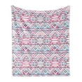 thumbnail image 1 of Pastel Soft Flannel Fleece Throw Blanket, Ikat Style Abstract Geometric Aztec Inspired Artwork, Cozy Plush for Indoor and Outdoor Use, 50" x 70", Pink Pale Blue Purple, by Ambesonne, 1 of 5