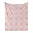 thumbnail image 1 of Pastel Soft Flannel Fleece Throw Blanket, Traditional Ottoman Mosaic Pattern Moroccan Oriental Folk Design, Cozy Plush for Indoor and Outdoor Use, 70" x 90", Baby Pink and White, by Ambesonne, 1 of 6