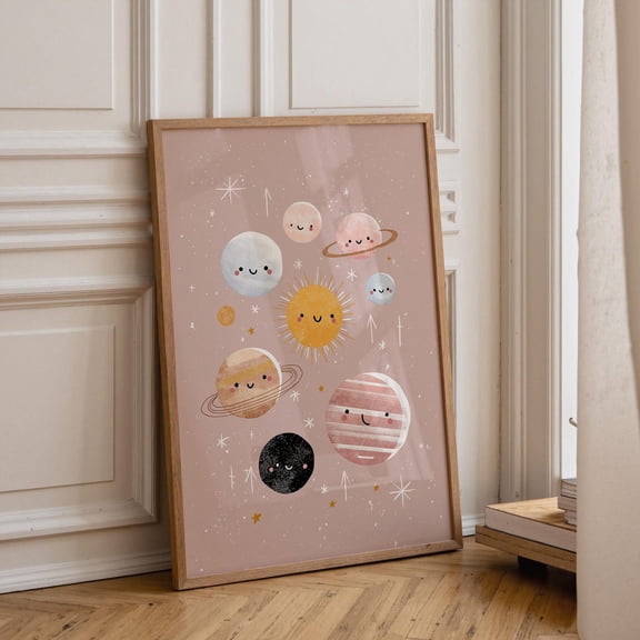 Pastel Solar System Boho Planet Nursery Poster Unframed Paper Print