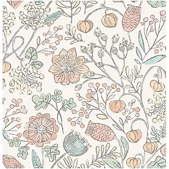Pastel Southern Trail Peel Stick Wallpaper X 20.5in Pink Floral Farmhouse Wildlife Vinyl Removable$$Tools & Hardware Other