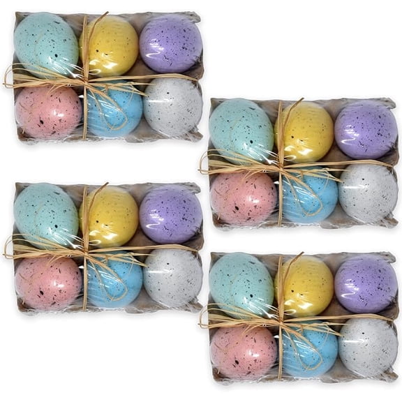 Pastel Speckled Easter Eggs Set (6 Pack) Decorative Faux Eggs Spring Decor Basket Fillers Farmhouse Easter Table Centerpiece Reusable Eggs
