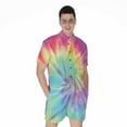 thumbnail image 1 of Pastel Spiral Tie Dye Short Sleeve Men'S Rompers Casual Summer Jumpsuits Outfit, 1 of 4