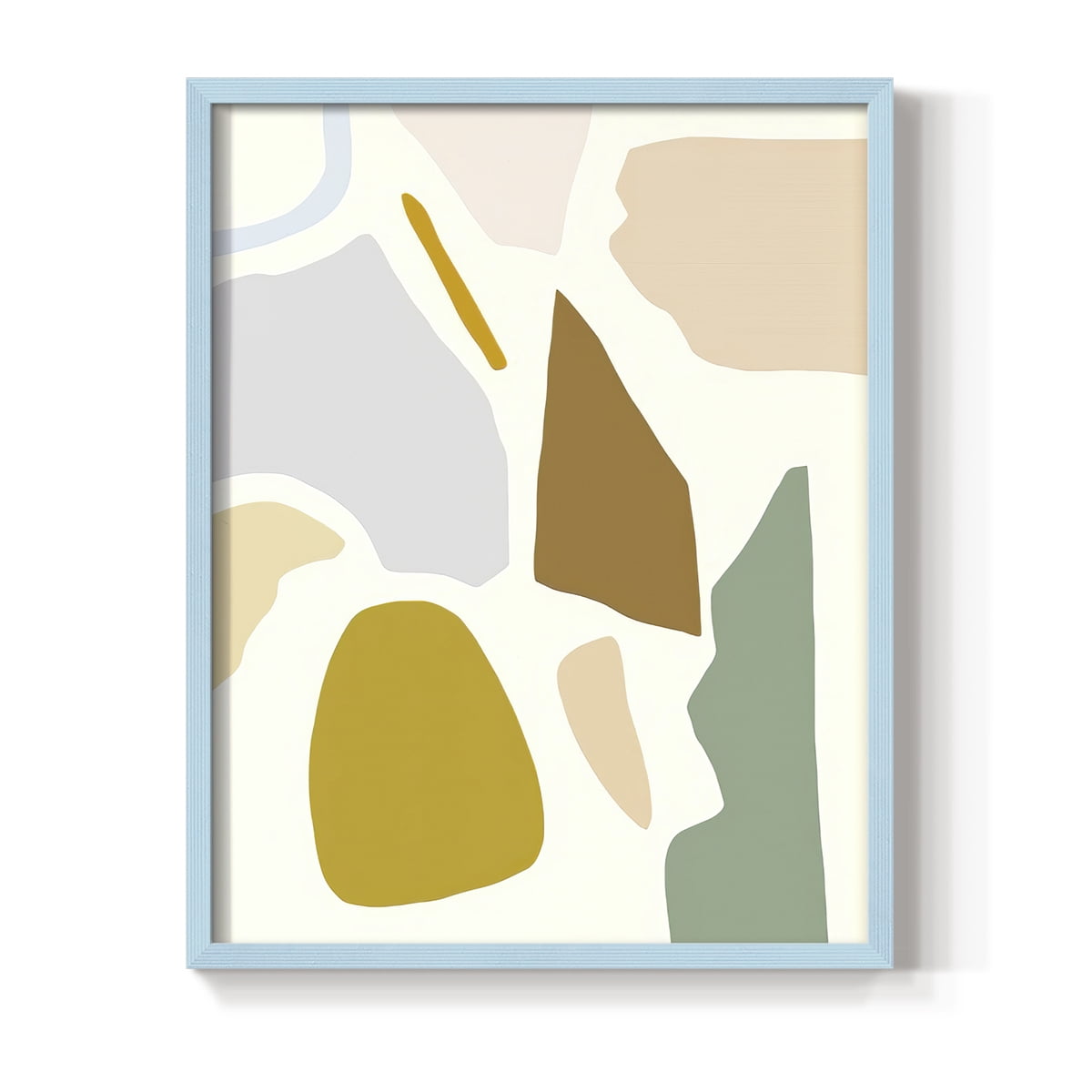 Pastel Splotches I Framed Print in Blue Solid Wood Framed Print No Nail Hanging